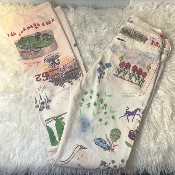 Sold-out MOTHER Moto-Rabbit Printed High-Waisted Rider Jeans size 24 (26) - Picture 10 of 14